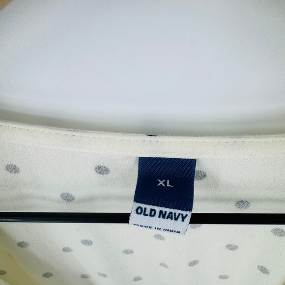 Old Navy Cream & Black Polka Dot Peplum Top Women’s Size XL - Picture 3 of 8